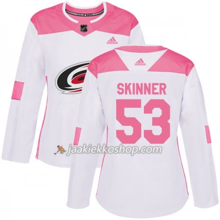 Nainen NHL Carolina Hurricanes Pelipaita Jeff Skinner 53 Adidas 2017-2018 Valkoinen Vaaleanpunainen Fashion Authentic